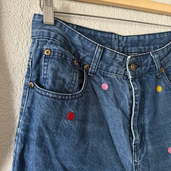 Lazy Oaf Embroidered Polka Dot High Waist Straight Leg Jeans Size 30 - Picture 2 of 7